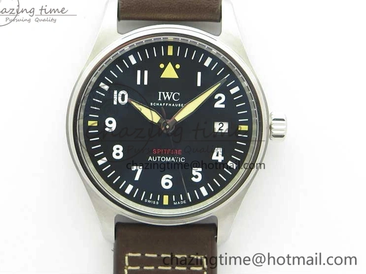 MIROTIME 0303 Original Pilot IW326803 SS MK 1:1 Best Edition Black Dial on Brown Leather Strap MIYOTA 7146